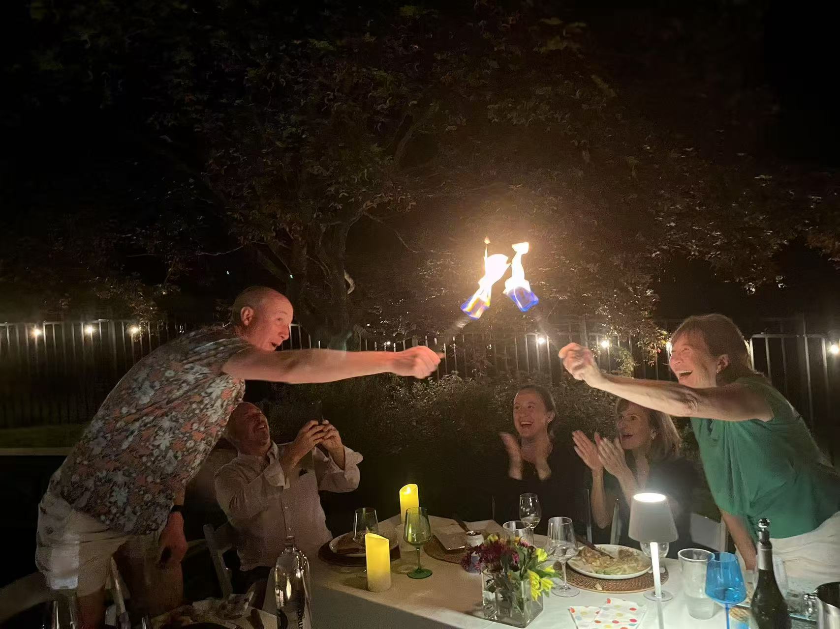 Intimate hibachi dinner at home with family and friends