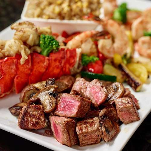 Premium filet mignon and lobster tail hibachi surf and turf